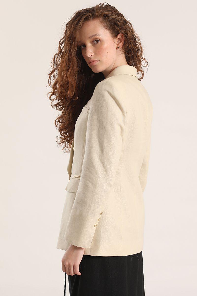 Blazer semi cruzado lino Liola mujer verde-6