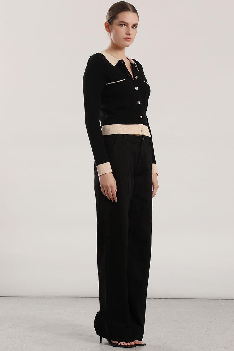 Chaqueta punto contratono mujer Liola negro-6