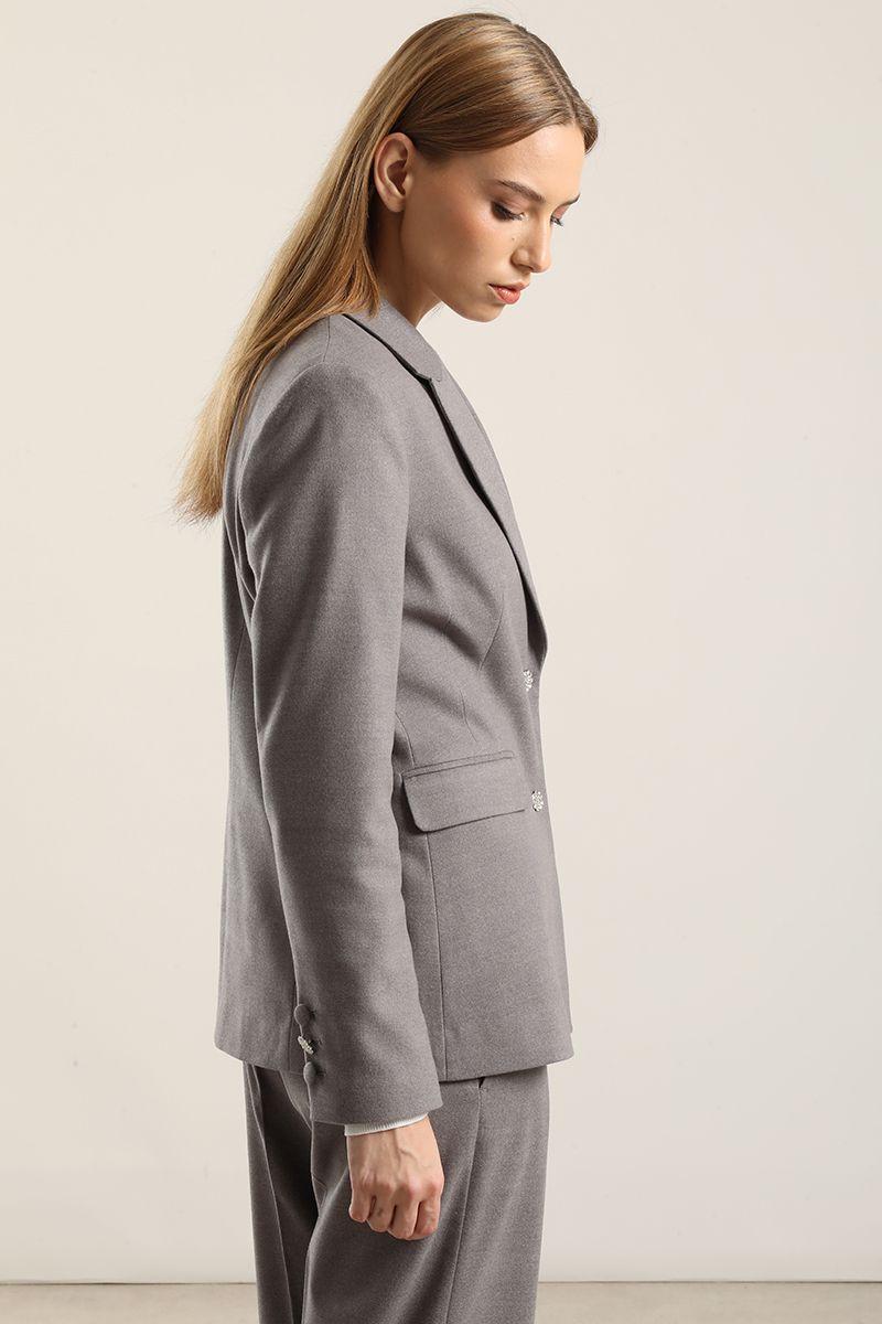 Blazer Boton Joya, Gris Liola-2