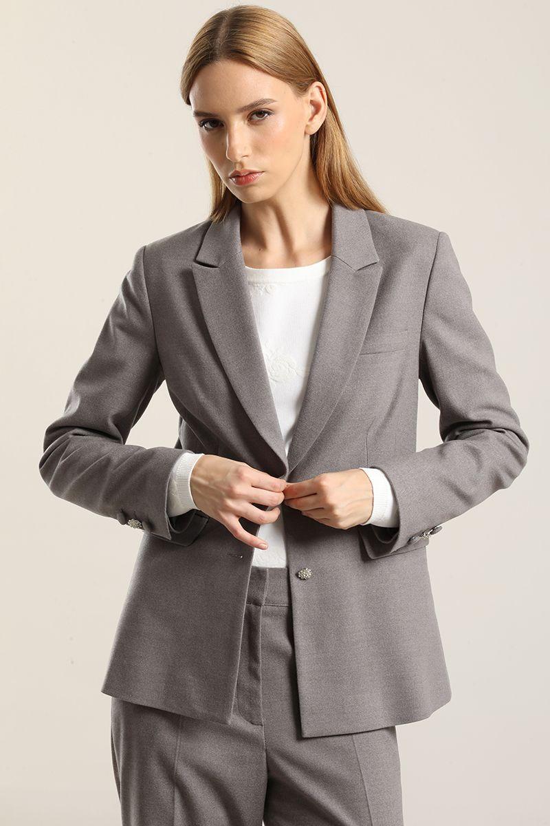 Blazer Boton Joya, Gris Liola-3