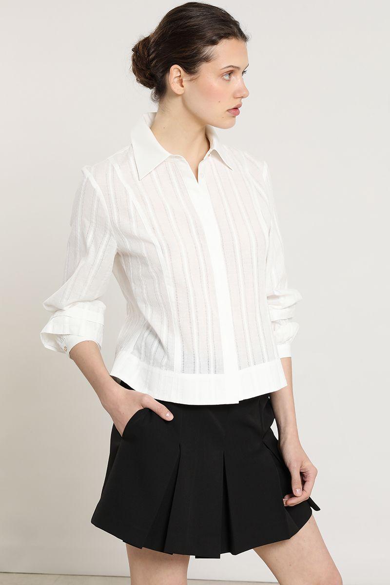 Blusa algodon, semitransparente fantasia, crudo Liola-3
