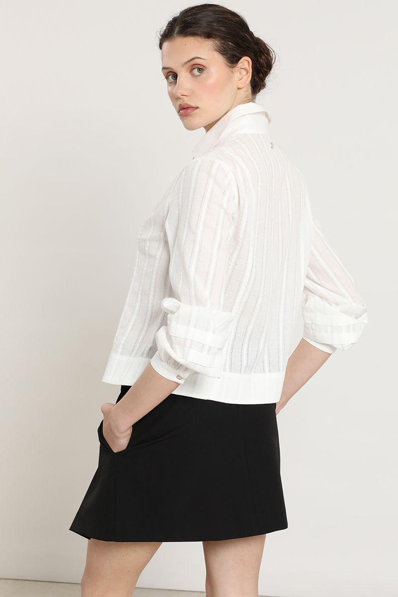 Blusa algodon, semitransparente fantasia, crudo Liola-4