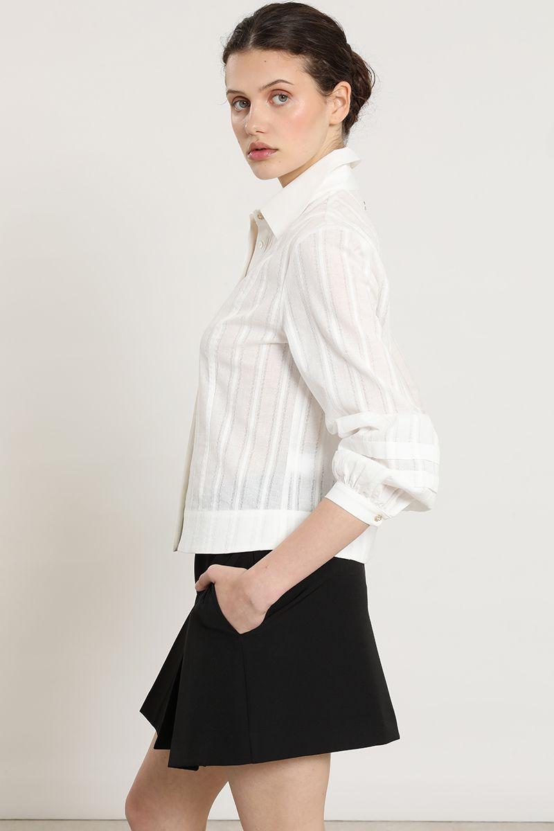 Blusa algodon, semitransparente fantasia, crudo Liola-5
