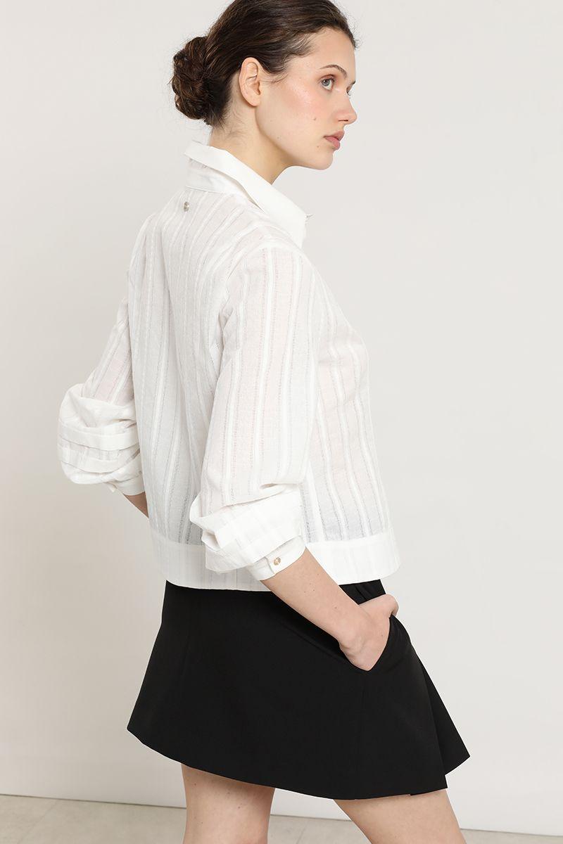 Blusa algodon, semitransparente fantasia, crudo Liola-6