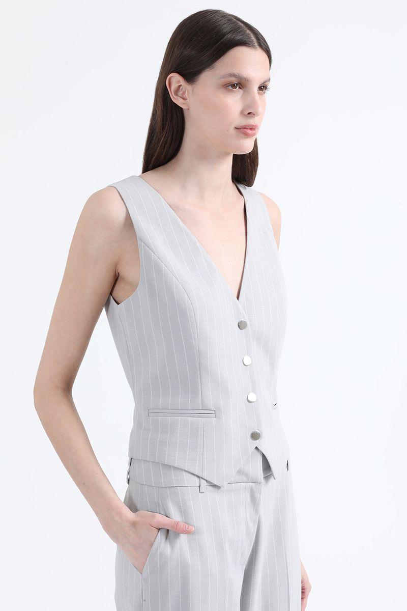 Chaleco Sastre Listado Lurex Gris Liola-2