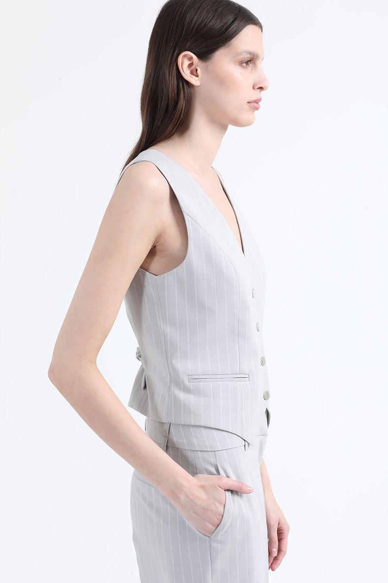 Chaleco Sastre Listado Lurex Gris Liola-3