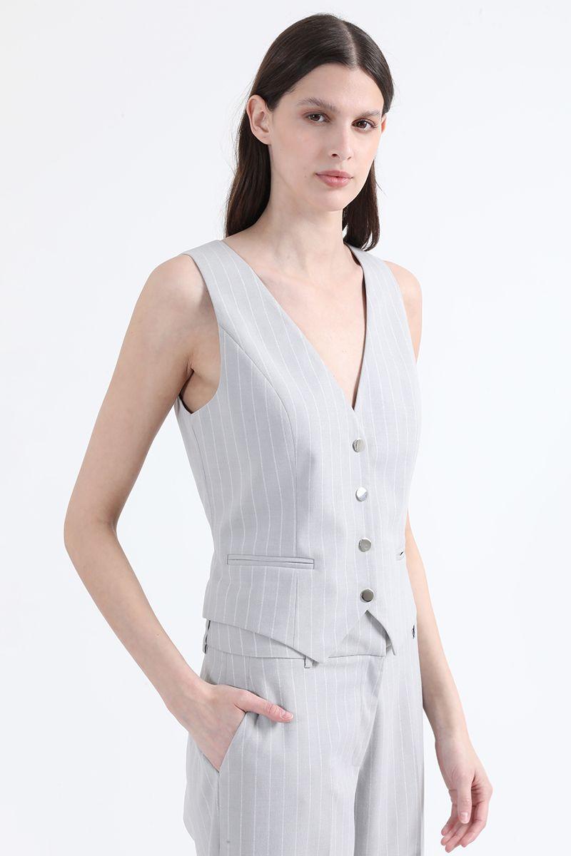 Chaleco Sastre Listado Lurex Gris Liola-4