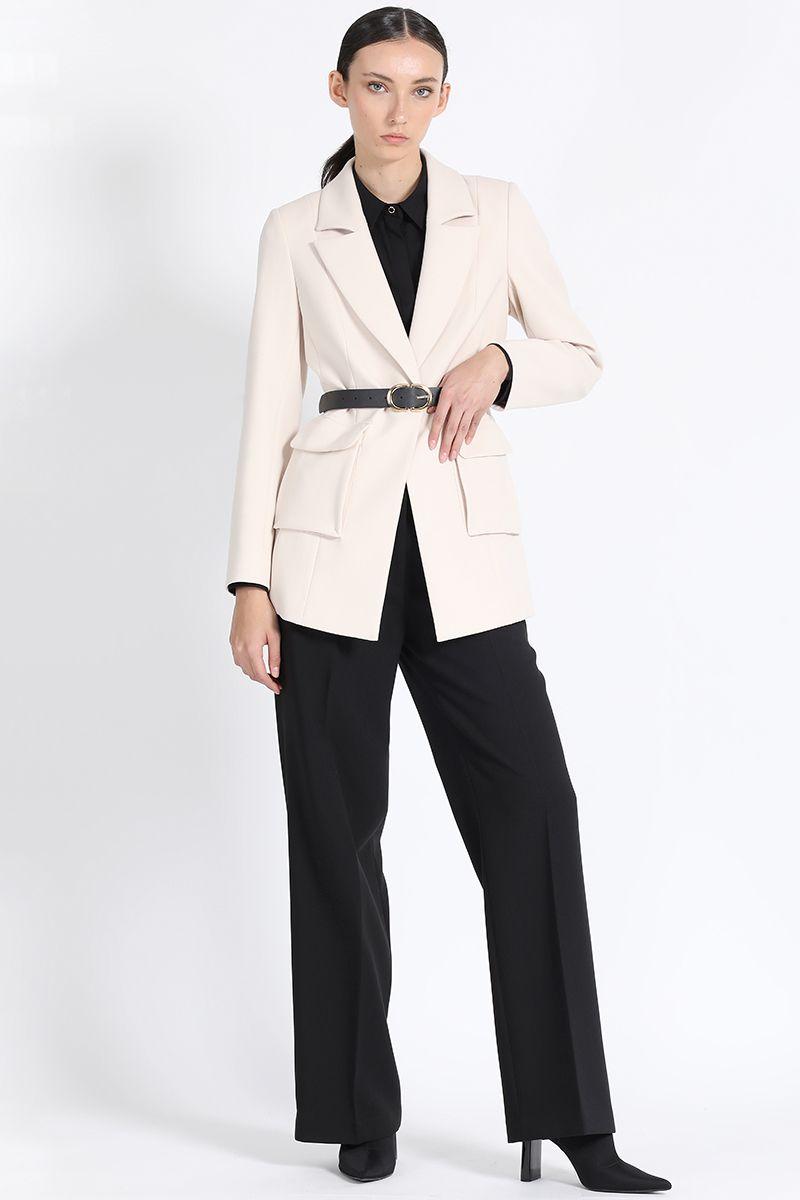 Blazer Largo Entallado Cargo, Crudo Liola-1