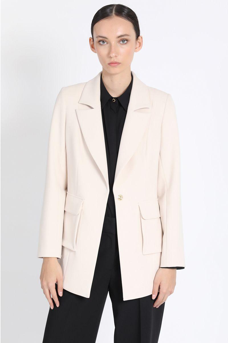 Blazer Largo Entallado Cargo, Crudo Liola-4