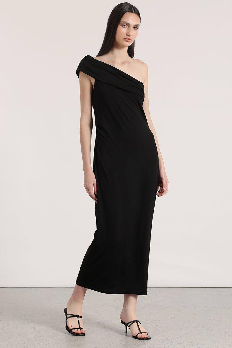 Vestido maxi un hombro Liola mujer negro-6