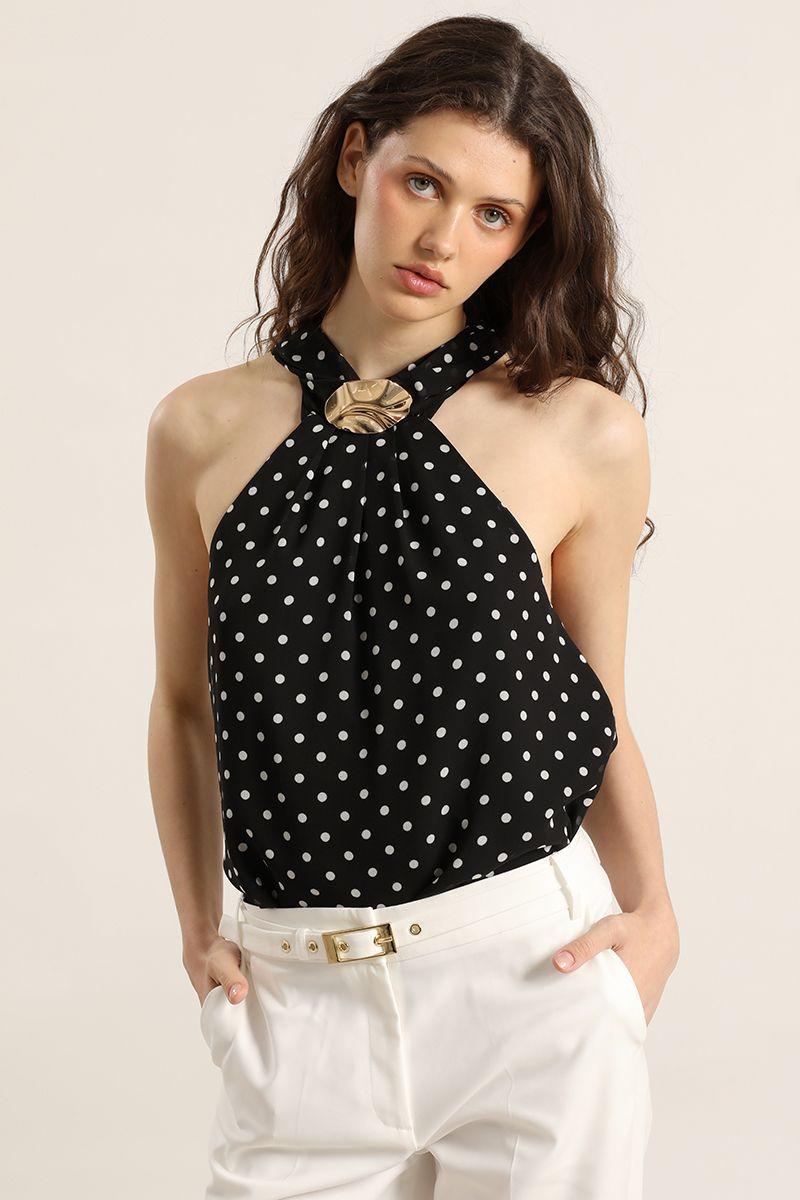 Top halter, lunares, negro Liola-7