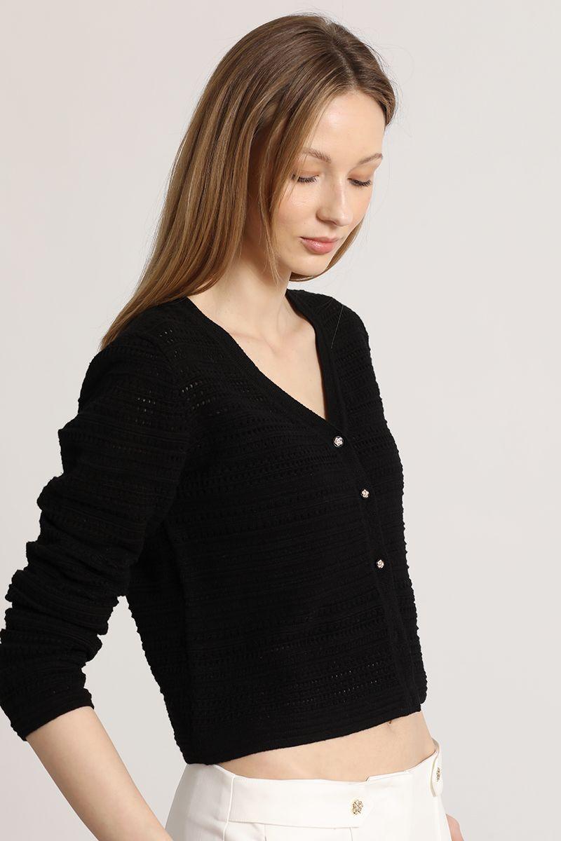 Cardigan punto liola mujer negro-2