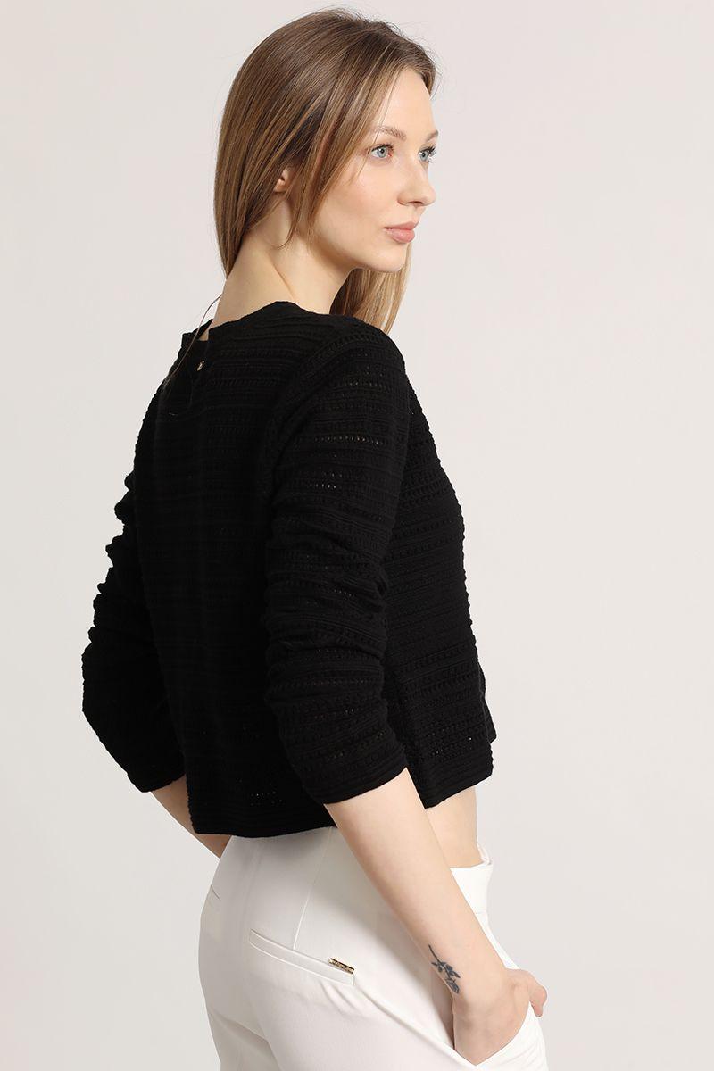 Cardigan punto liola mujer negro-3