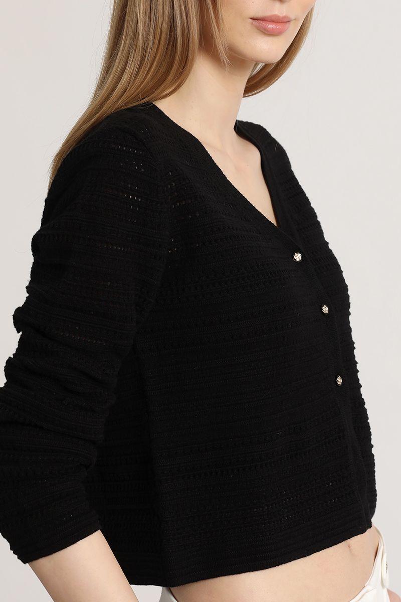 Cardigan punto liola mujer negro-4
