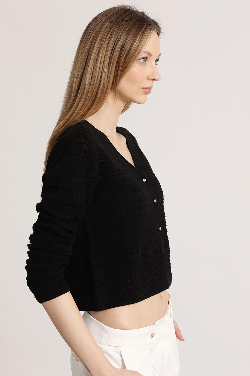 Cardigan punto liola mujer negro-5