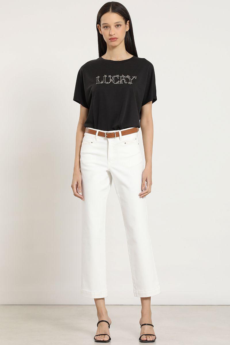 Polera bordado, aplicacion metalica, negro Liola-3
