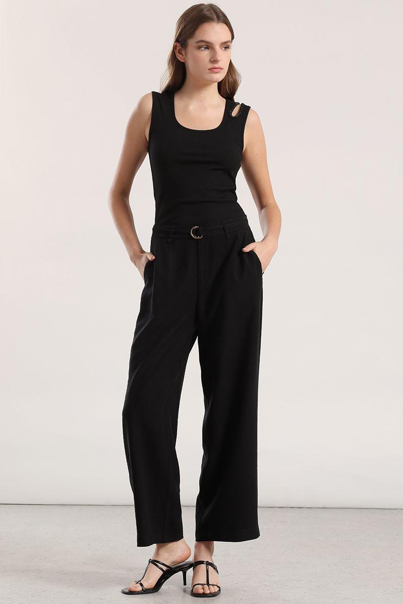 Pantalon straight mujer Liola negro-0