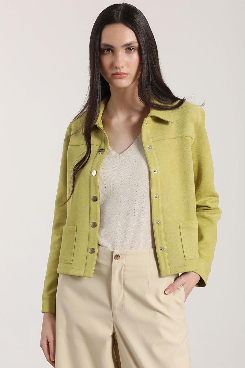 Chaqueta efecto gamuza Liola mujer pistacho-0