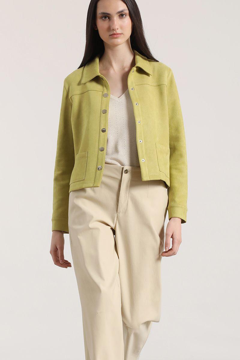 Chaqueta efecto gamuza Liola mujer pistacho-1
