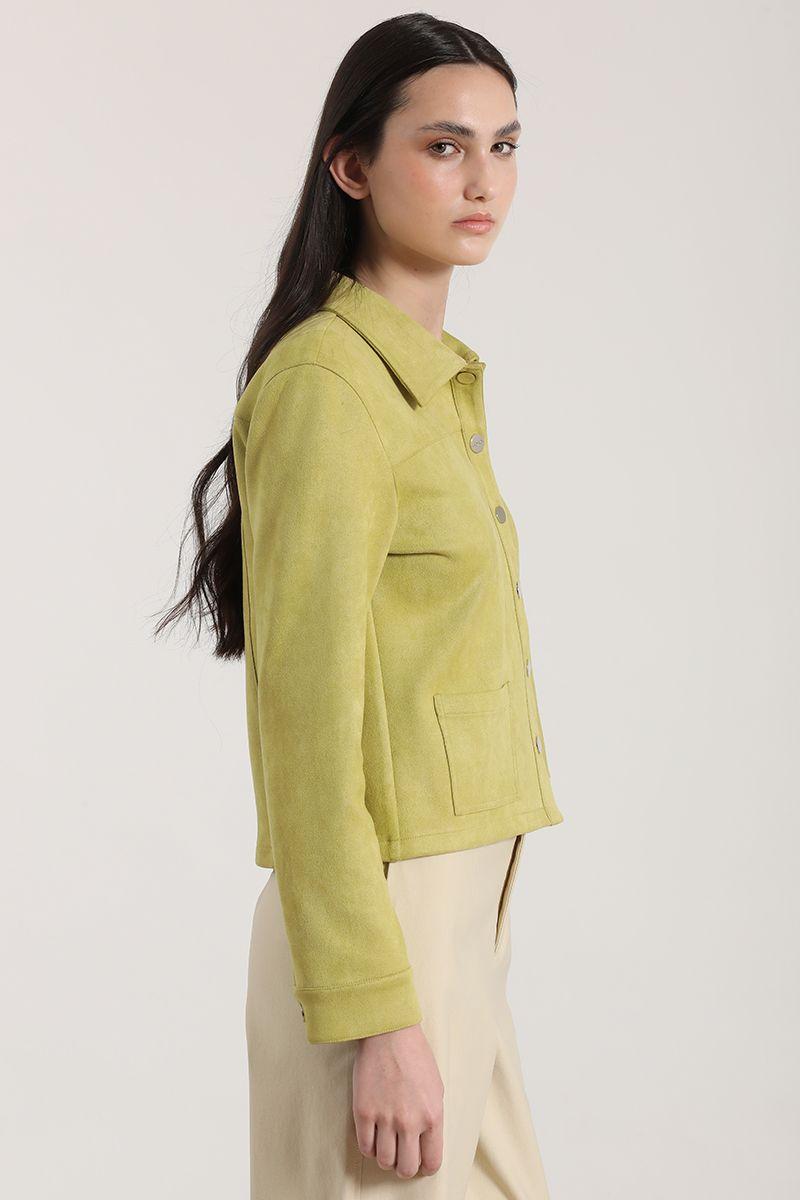 Chaqueta efecto gamuza Liola mujer pistacho-5