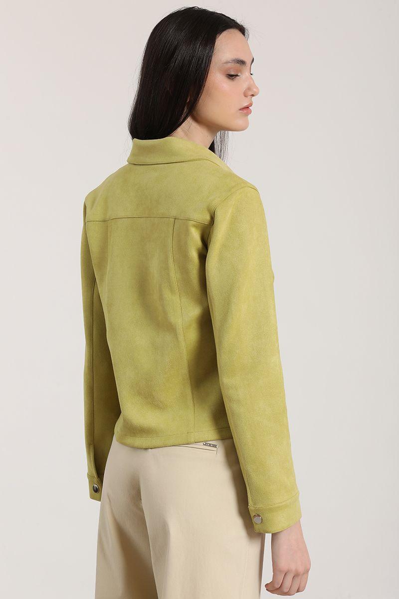 Chaqueta efecto gamuza Liola mujer pistacho-6