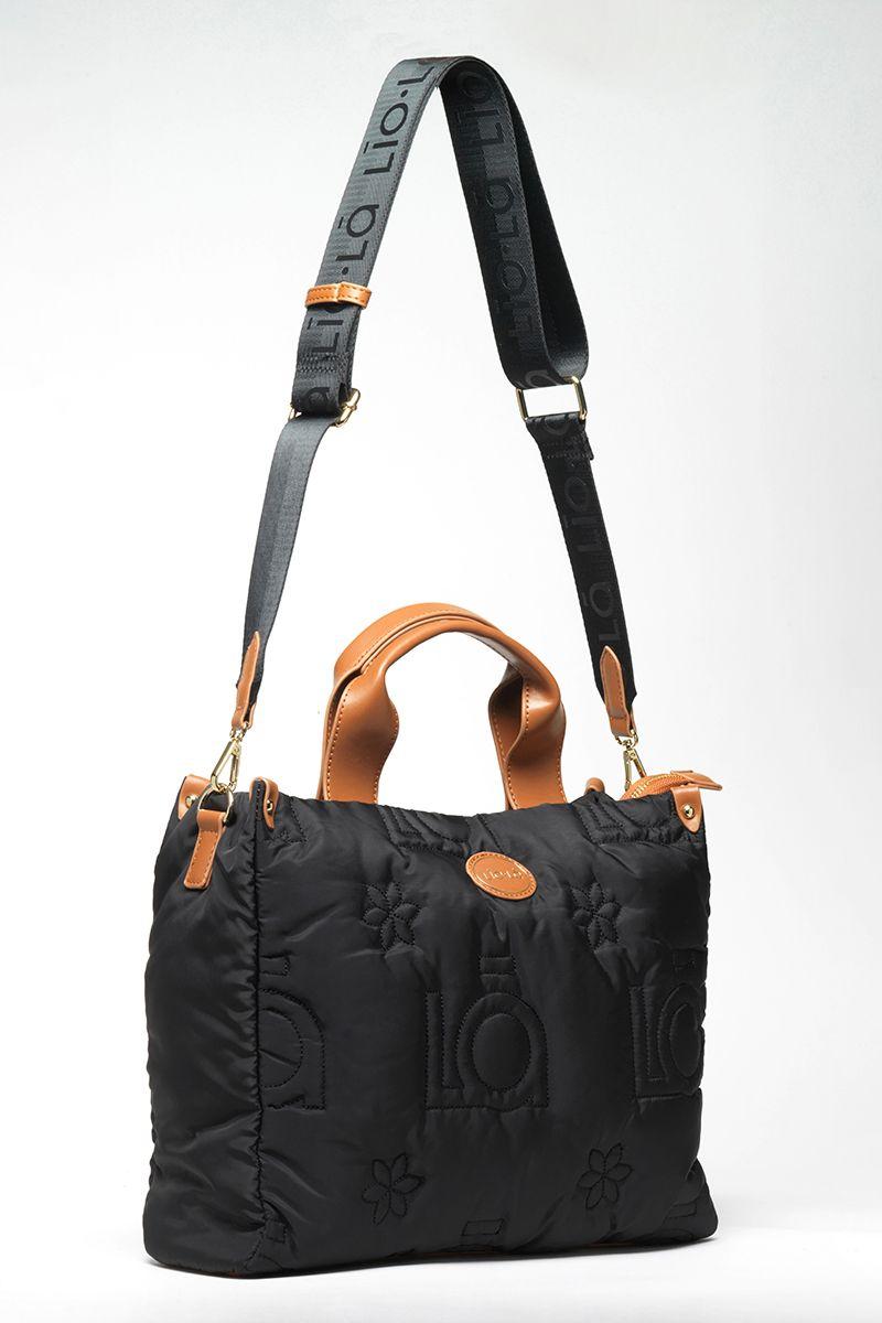 Cartera Mediana Acolchada, Negro Liola-1