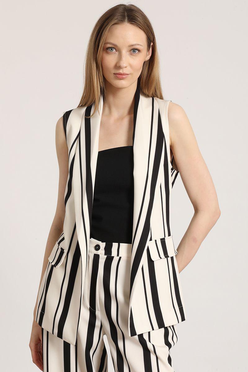 Pantalón ancho rayas liola mujer negro-2