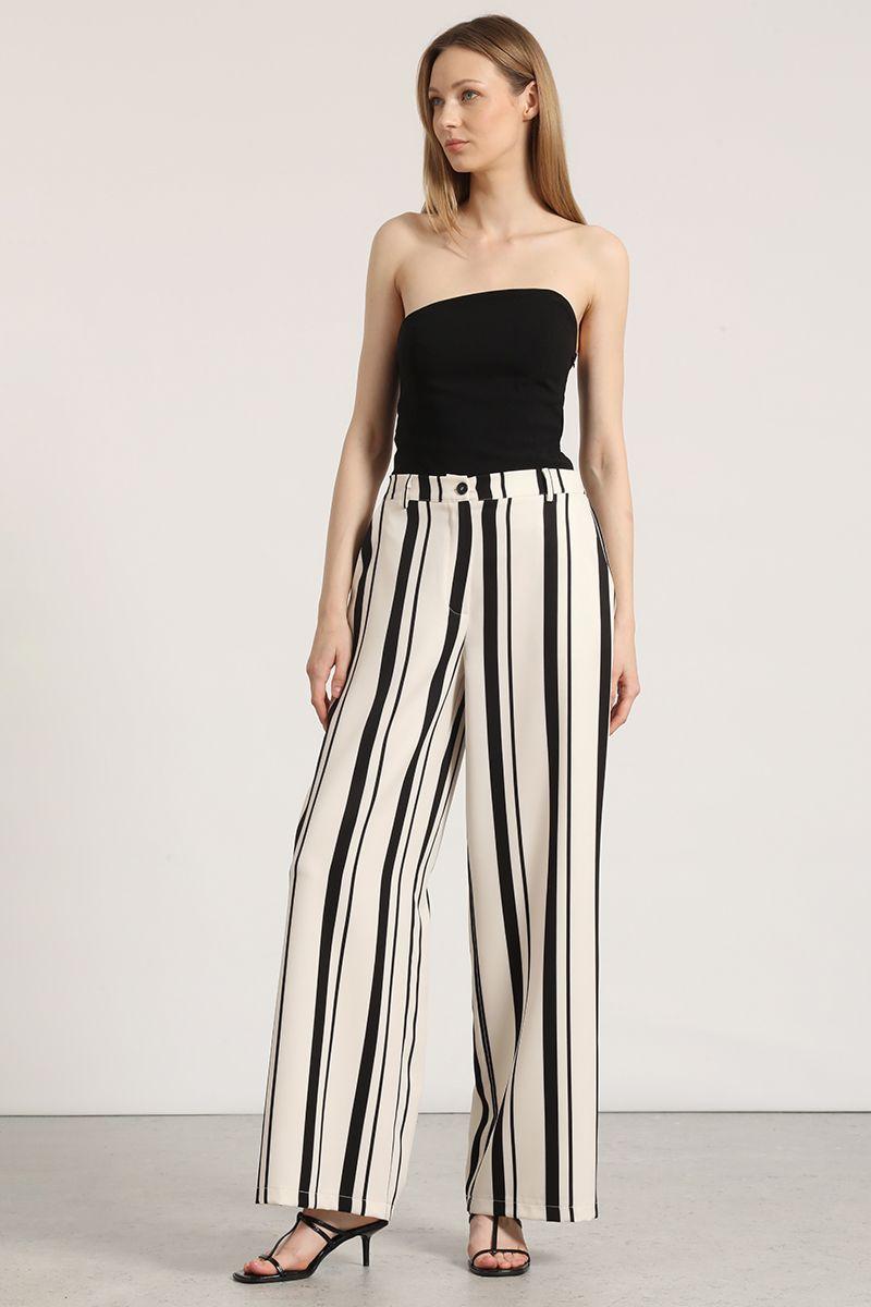 Pantalón ancho rayas liola mujer negro-4