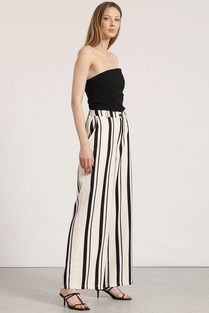 Pantalón ancho rayas liola mujer negro-5