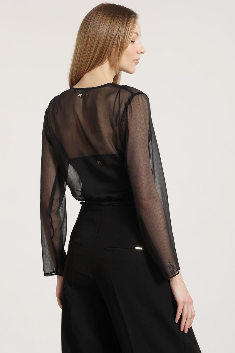 Blusa semitransparente amarras Liola mujer negro-5