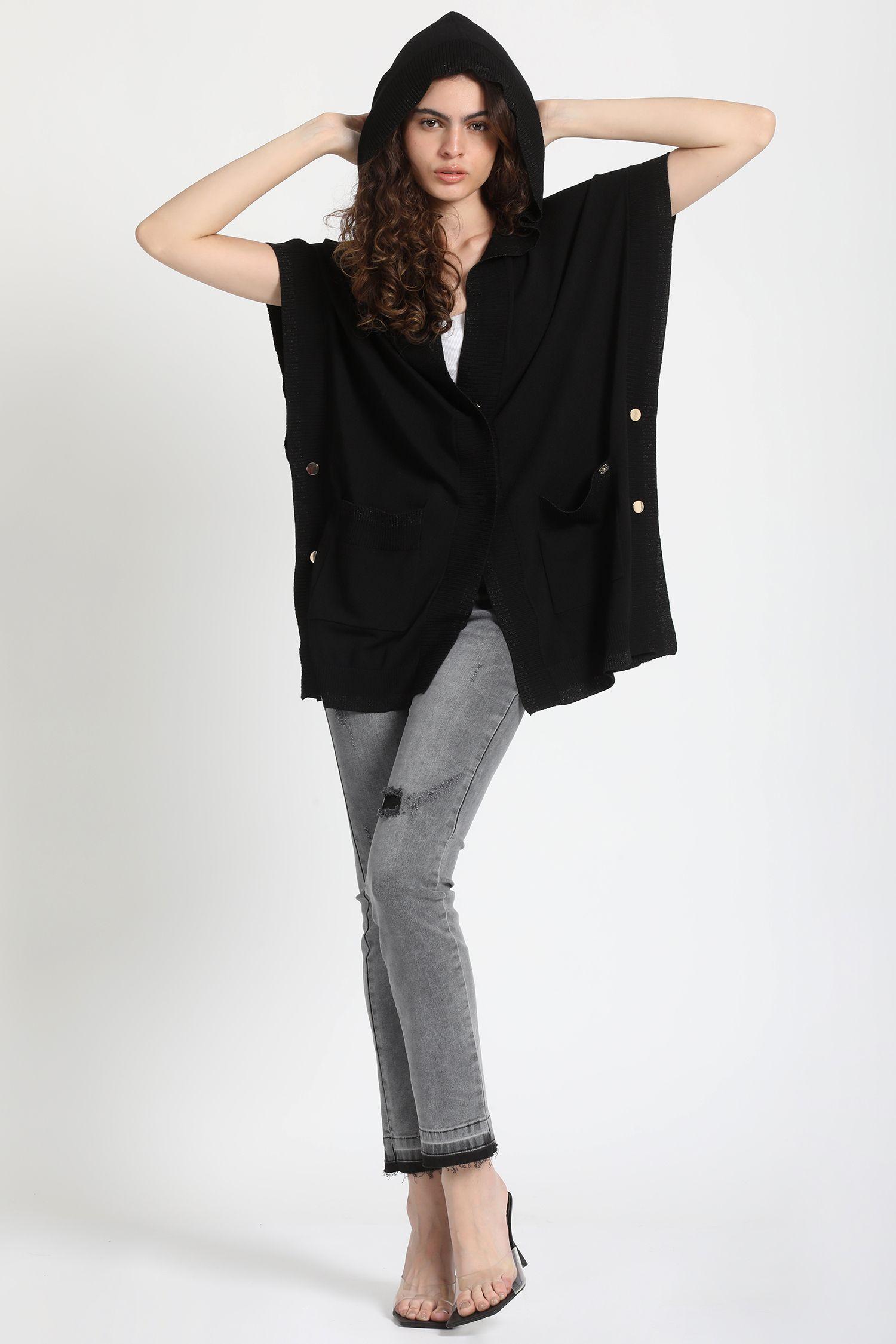 Tapado Capuchon Mix Lurex Negro Liola-2