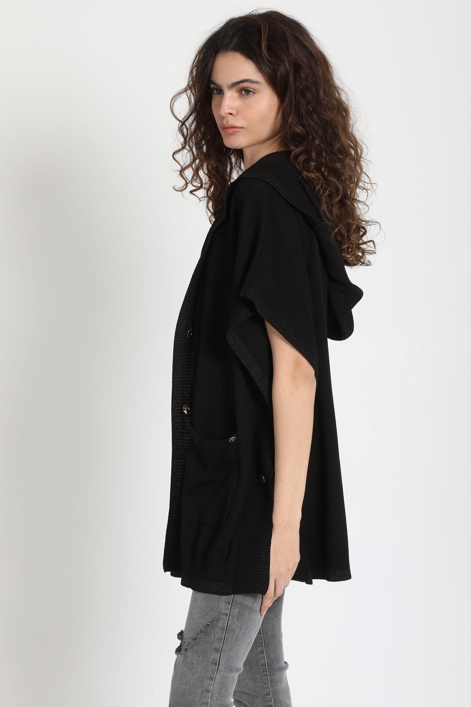 Tapado Capuchon Mix Lurex Negro Liola-3