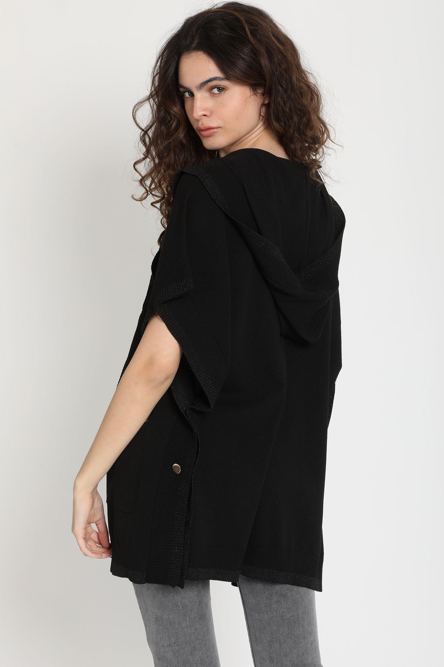 Tapado Capuchon Mix Lurex Negro Liola-4