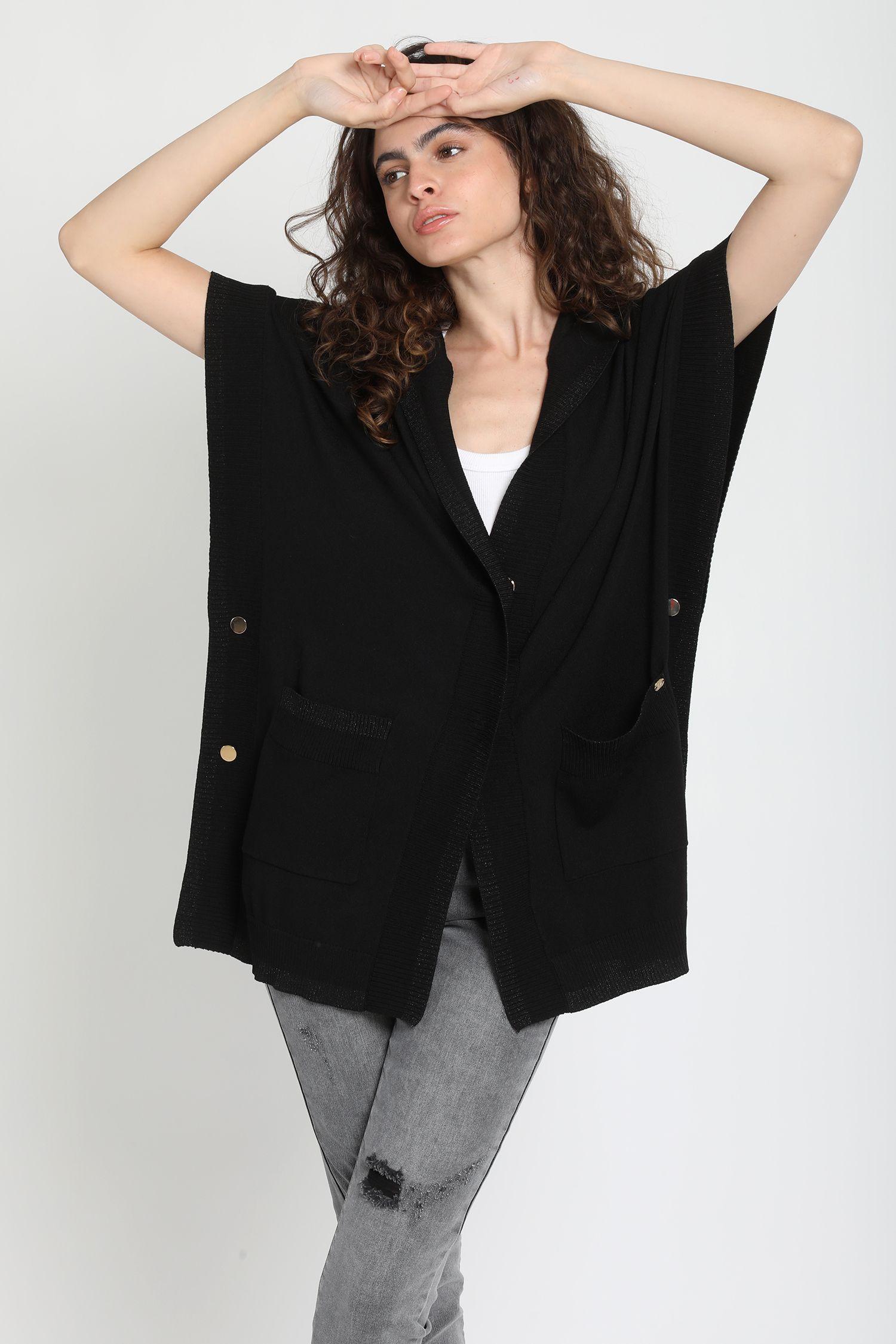 Tapado Capuchon Mix Lurex Negro Liola-6