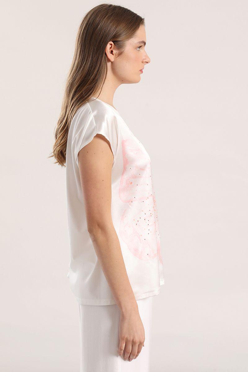 Polera satín estampado y strass liola mujer crudo-3