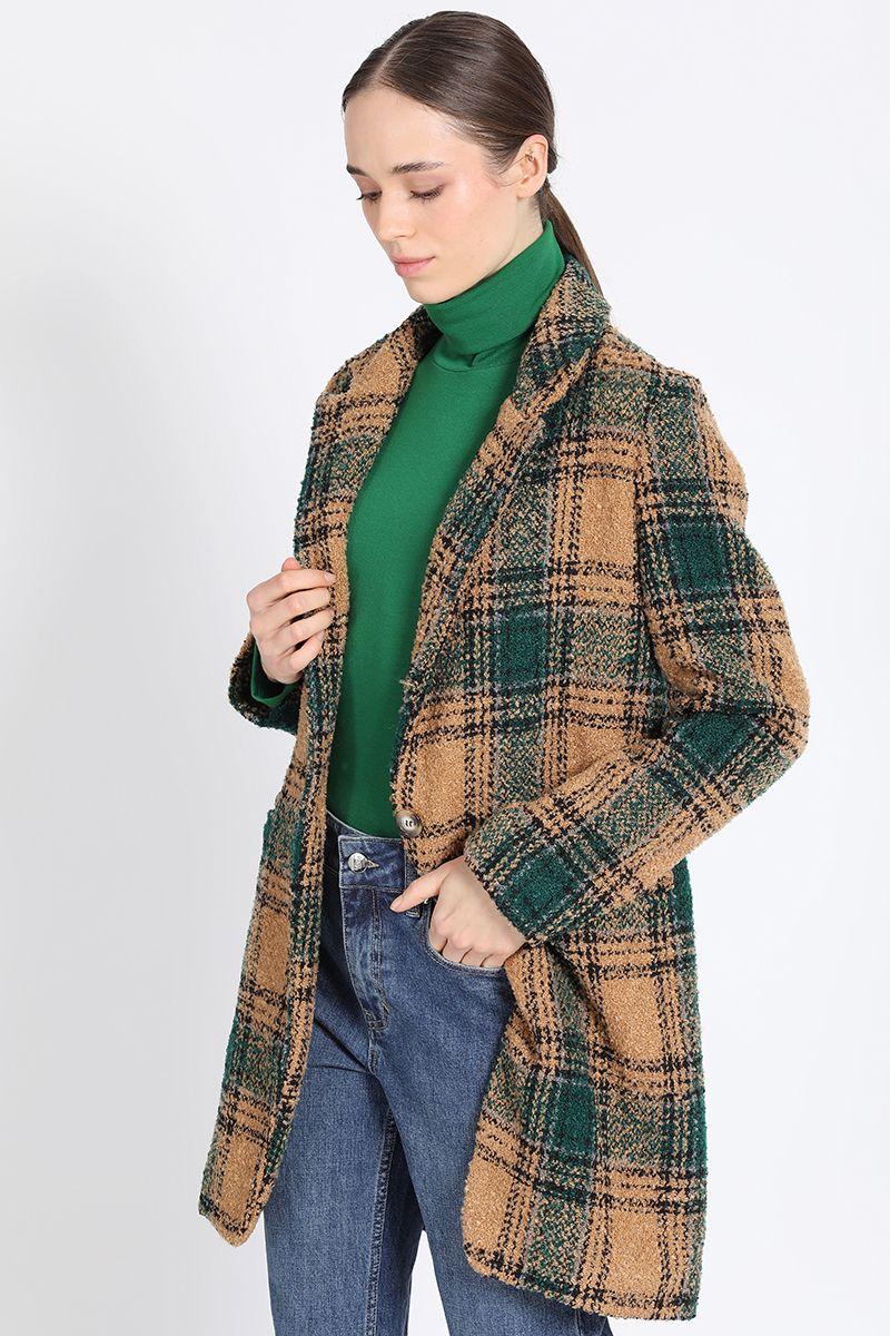 Tapado Con Solapa Cuadrille Verde Amarillo Liola-5
