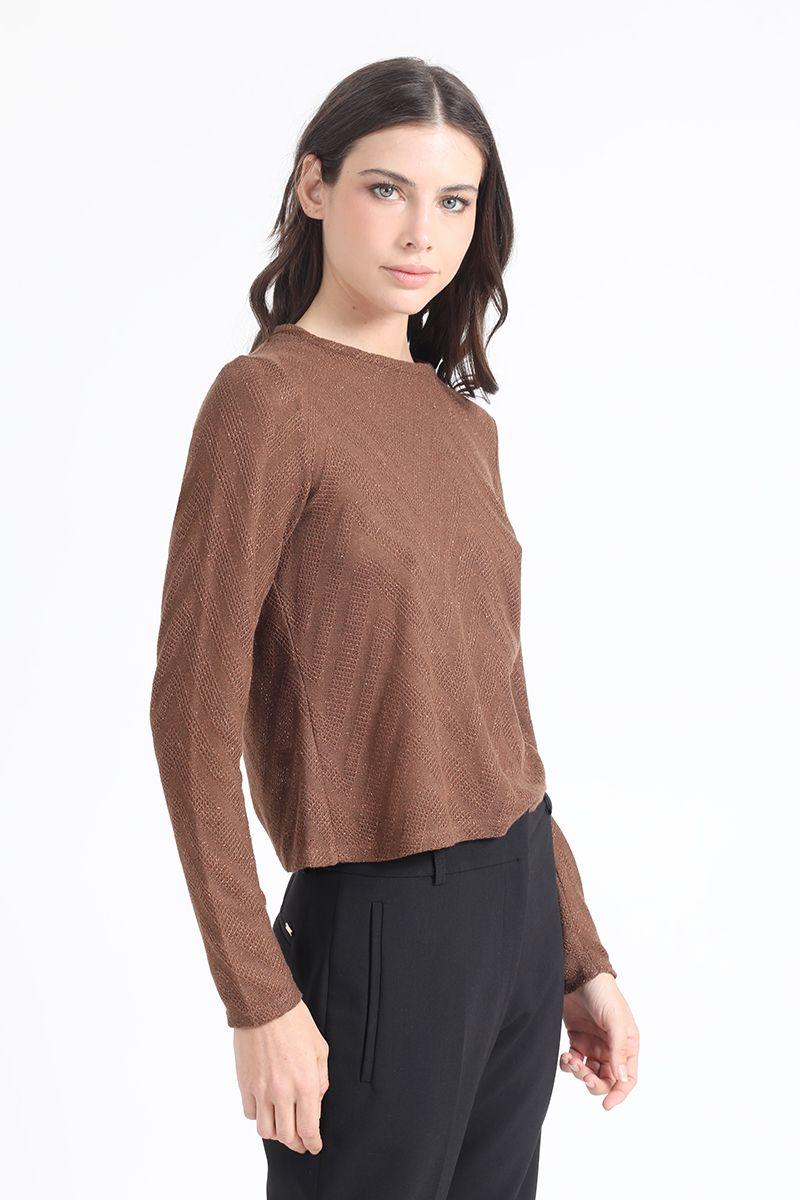 Polera Fantasia Con Hilo Metalizado, Cafe Liola-0