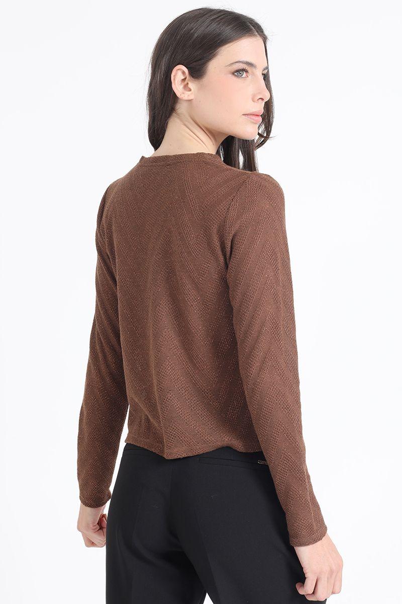 Polera Fantasia Con Hilo Metalizado, Cafe Liola-2