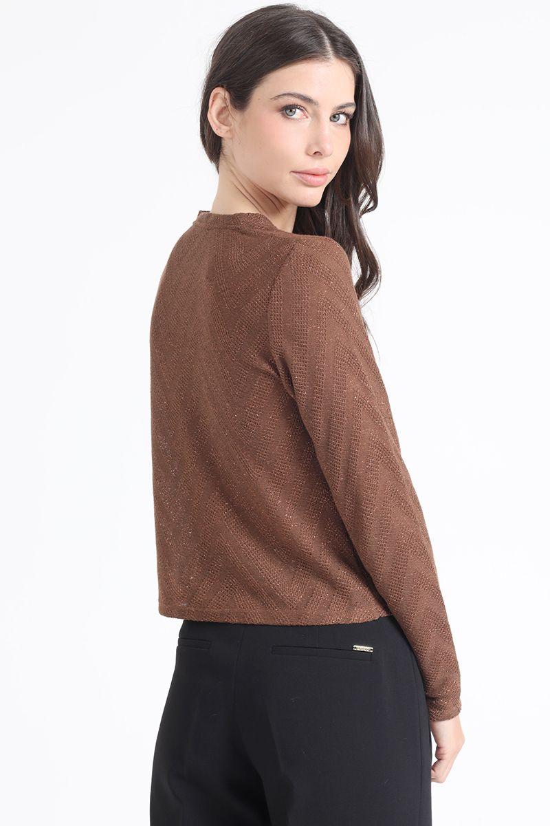 Polera Fantasia Con Hilo Metalizado, Cafe Liola-3