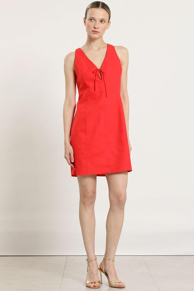 Vestido corto con lazo, rojo Liola-1