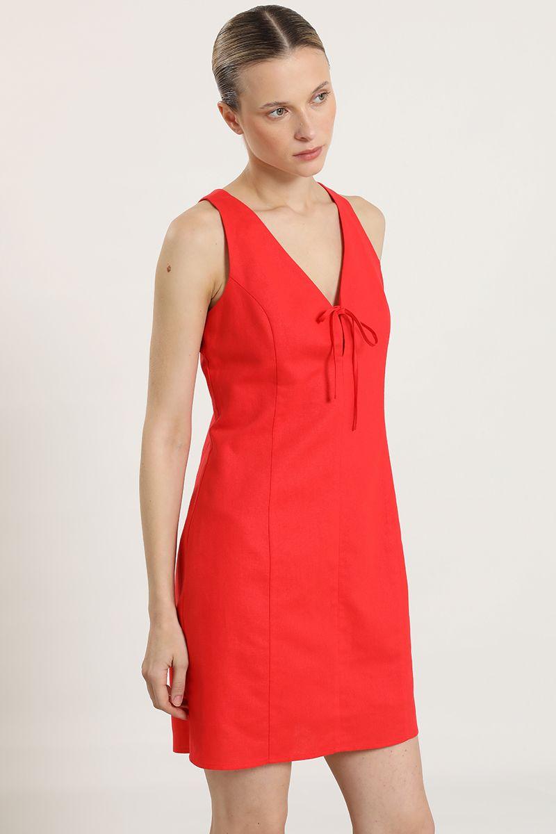 Vestido corto con lazo, rojo Liola-2
