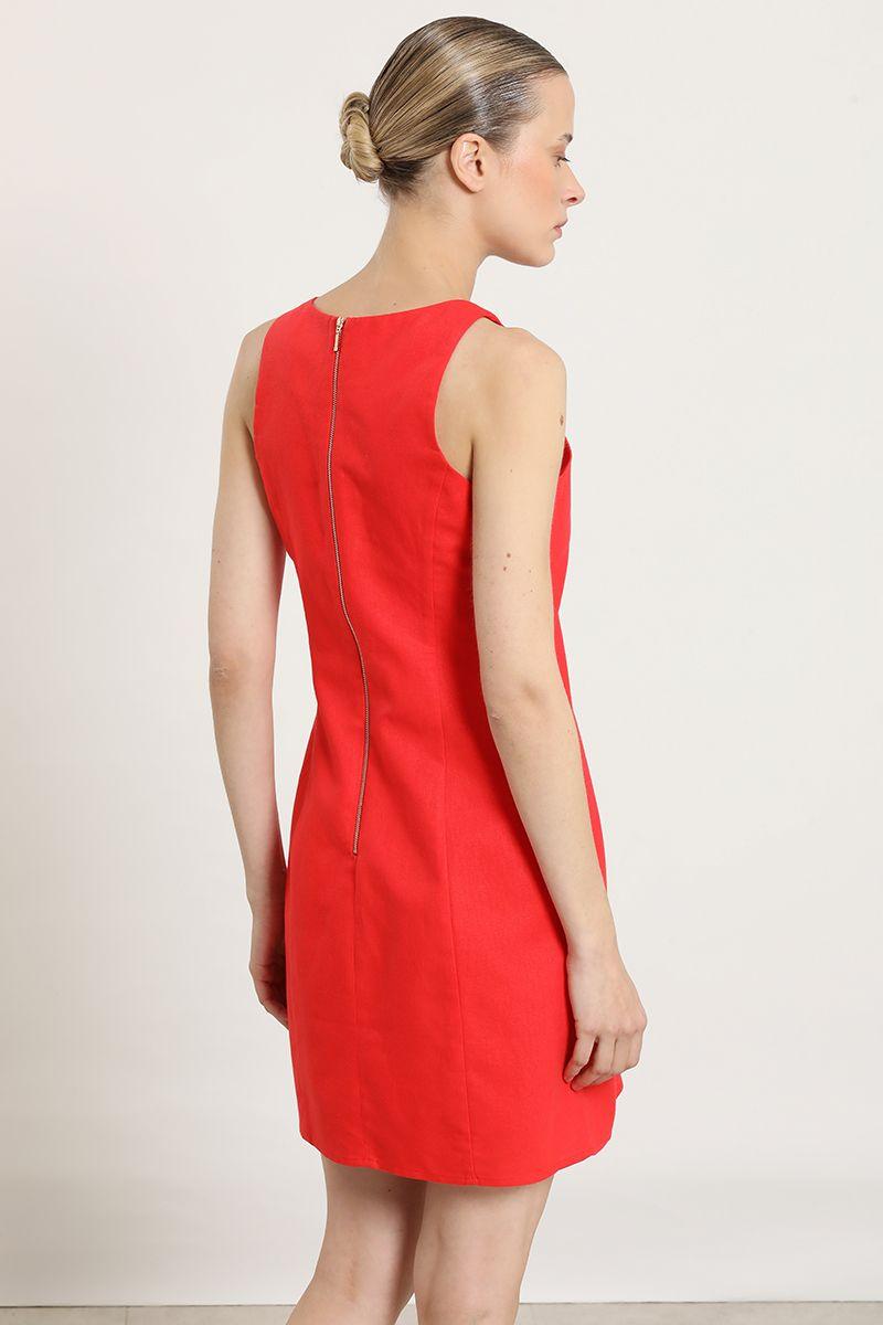 Vestido corto con lazo, rojo Liola-5