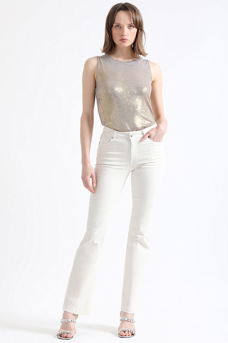 Jeans Color Bootcut Fit, Push Up, Tiro Medio, Crudo Liola-0