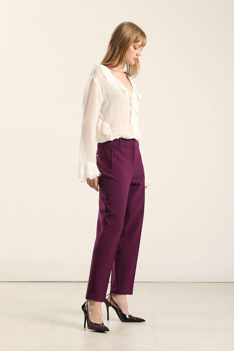 Pantalón sastre, tiro alto, ciruela Liola-2