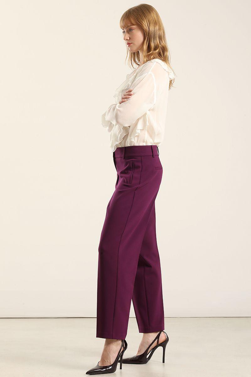 Pantalón sastre, tiro alto, ciruela Liola-4