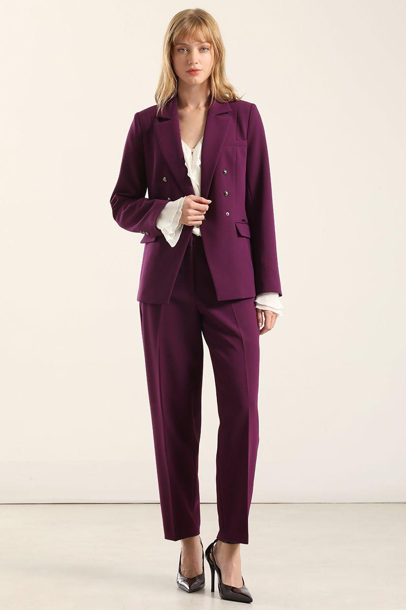 Pantalón sastre, tiro alto, ciruela Liola-6