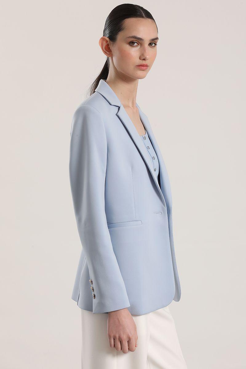 Blazer clásico scuba Liola mujer celeste-3