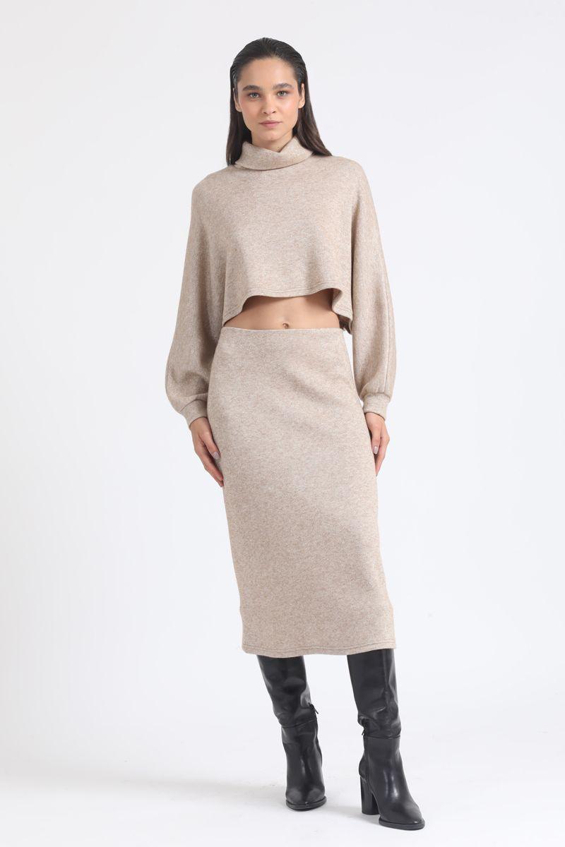 Beatle Tejido Punto Crop Con Hilo Metalizado, Beige Liola-1