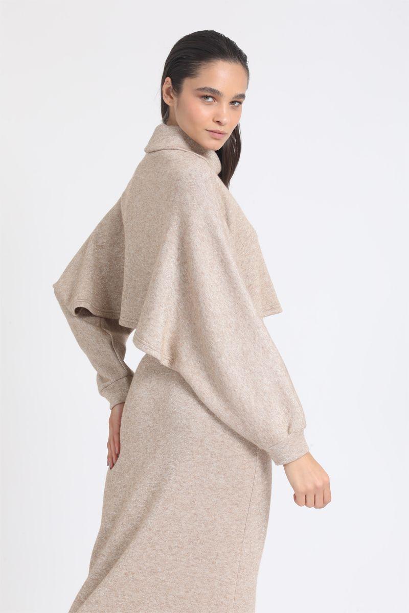Beatle Tejido Punto Crop Con Hilo Metalizado, Beige Liola-5