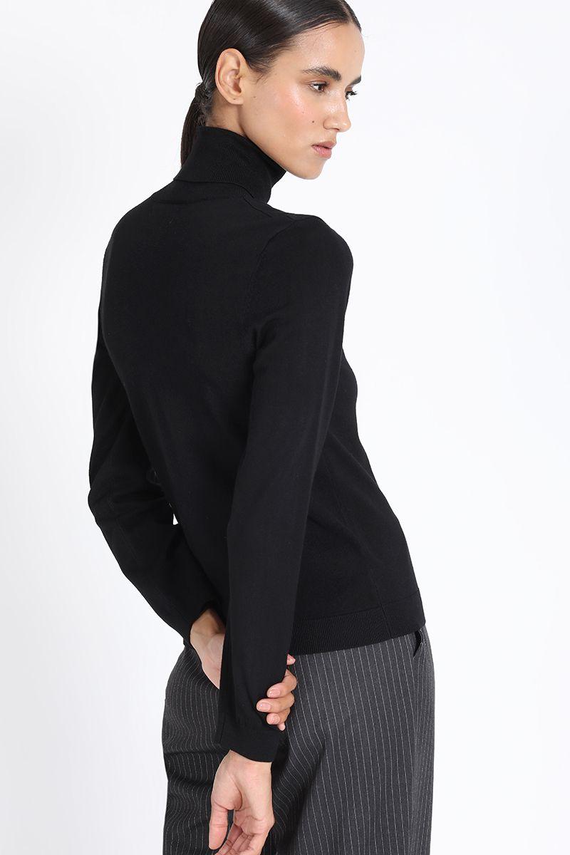 Tejido Punto Escote Boton Joya, Negro Liola-5